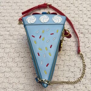 Loungefly Disney Snow White Cake Piece Crossbody Bag Blue Red w/ Pin and Wallet